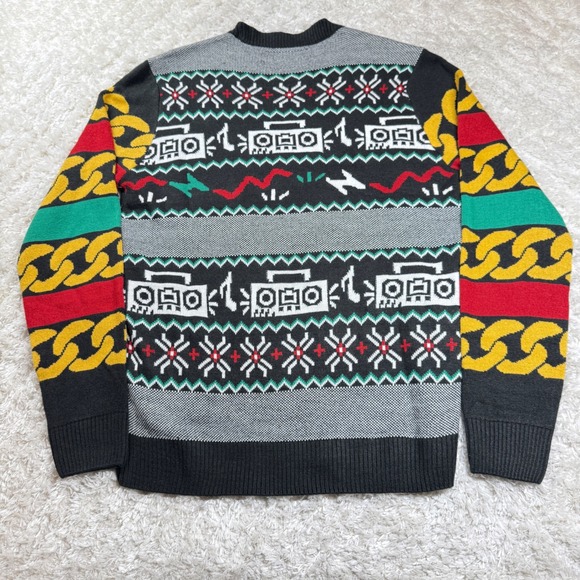 Yo Ho Ho Santa Ugly Christmas Sweater Large Hip Hop Boombox Novelty Festive - Picture 2 of 10